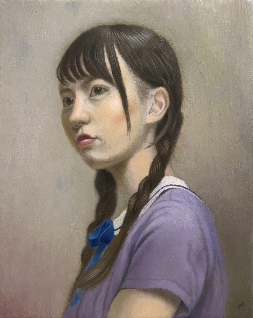 人物画 油絵 油彩 絵画 肉筆 F3号 （藤井 勉「 旅 」 油絵