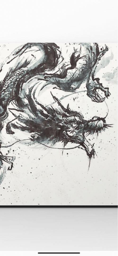 水墨画 ドラゴン 抽象画 水墨画 ドラゴン 抽象画 (水墨竜イラスト画像とPSDフリー素材