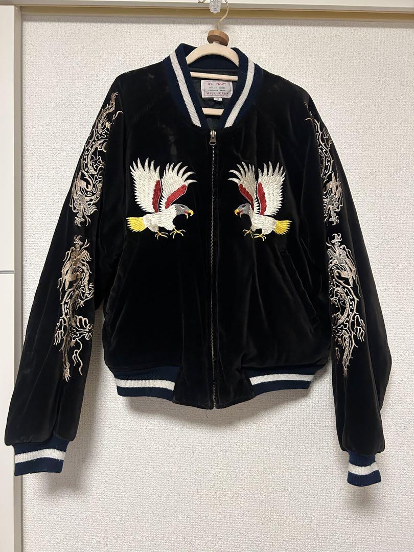 ベロアスカジャン 鷲 刺繍 （90s【k.mayer】別珍 ベロア