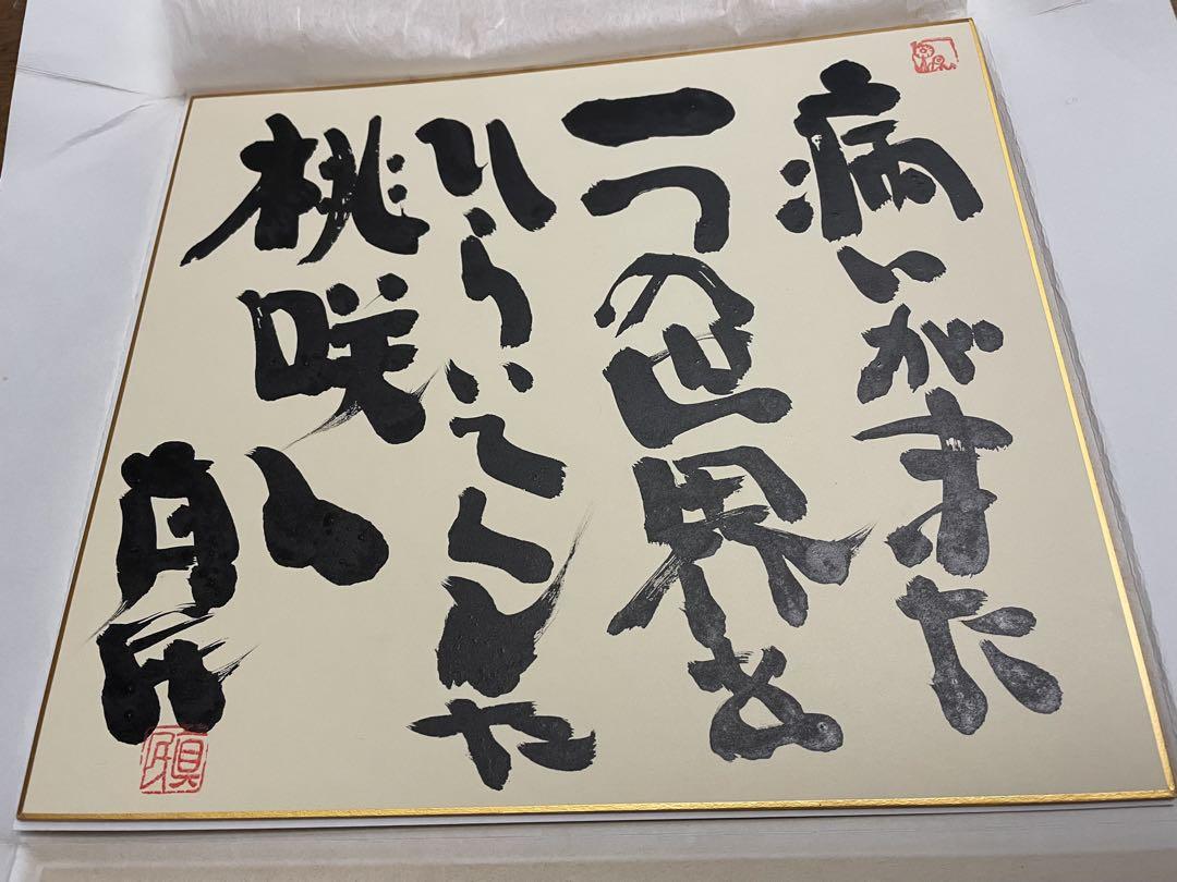 B358s 色紙額「念ずれば花ひらく」坂村真民筆 詩人 たんぽぽ堂