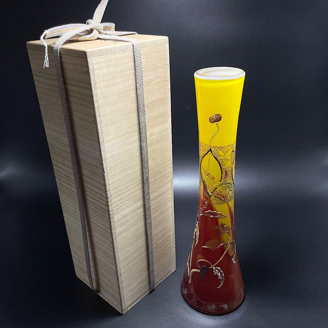 エミールガレ 西洋松虫草文花瓶 43cm Emile Galle 1896年頃 エミールガレ 西洋松虫草文花瓶 43cm Emile Galle 1896年頃