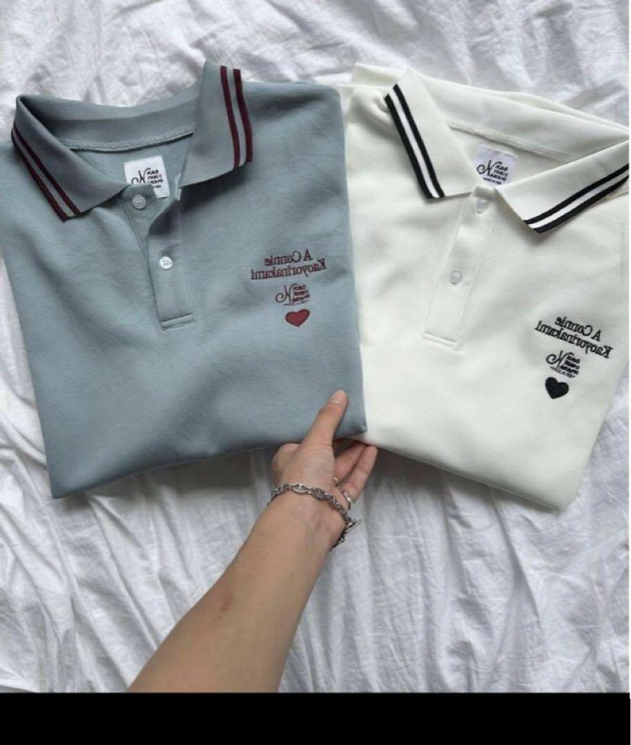 カオヨリナカミ Connie HS polo shirt ブルー Connie HS polo shirt | kaoyorinakami