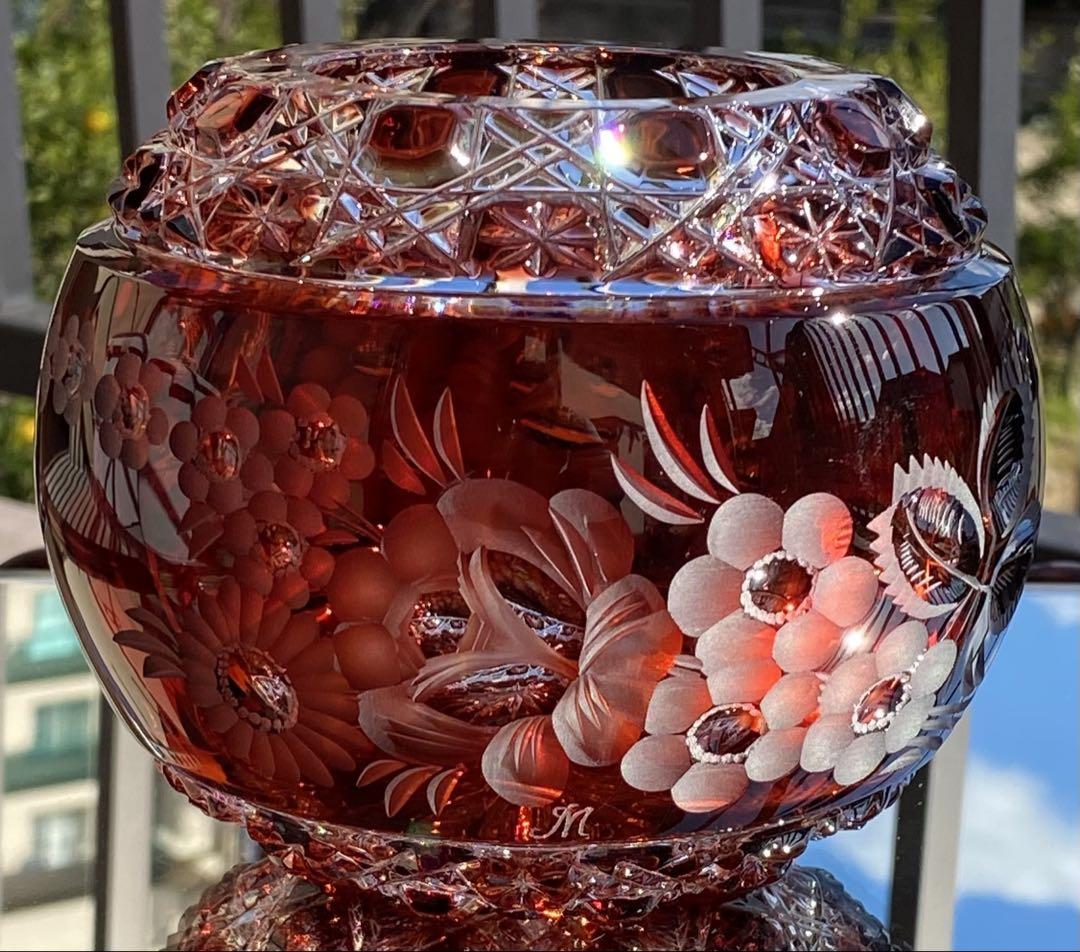 美品 イタリア製 赤 レッド 花器 花瓶 フラワーベース 鉢 園芸