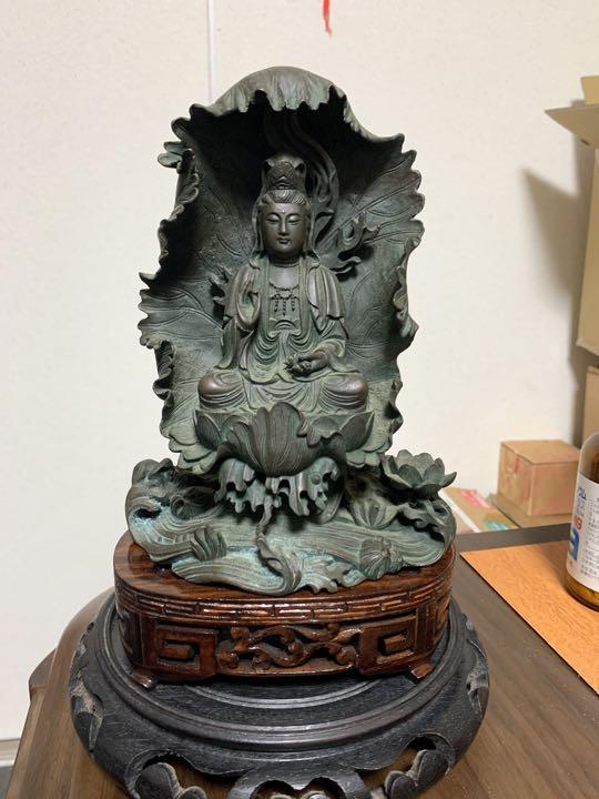 銅細工 仏教美術 座蓮観音 工芸品 装飾品 美術品 置物 坐蓮観音様の置物 銅細工 装飾品 工芸品 美術品 - メルカリ