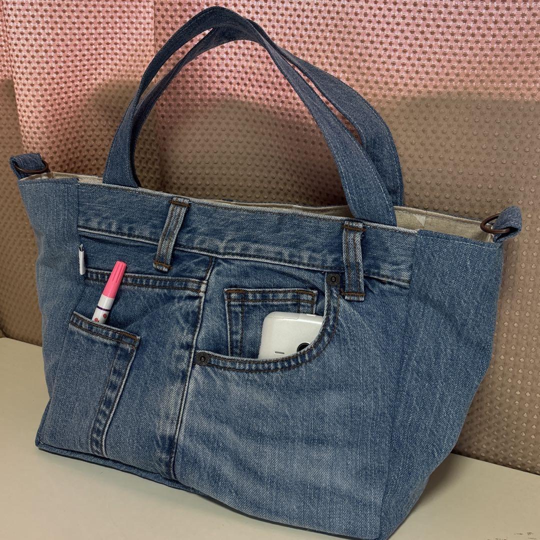デニムリメイクバッグ＊Chez Denim シェデニム Mサイズ ① | 革