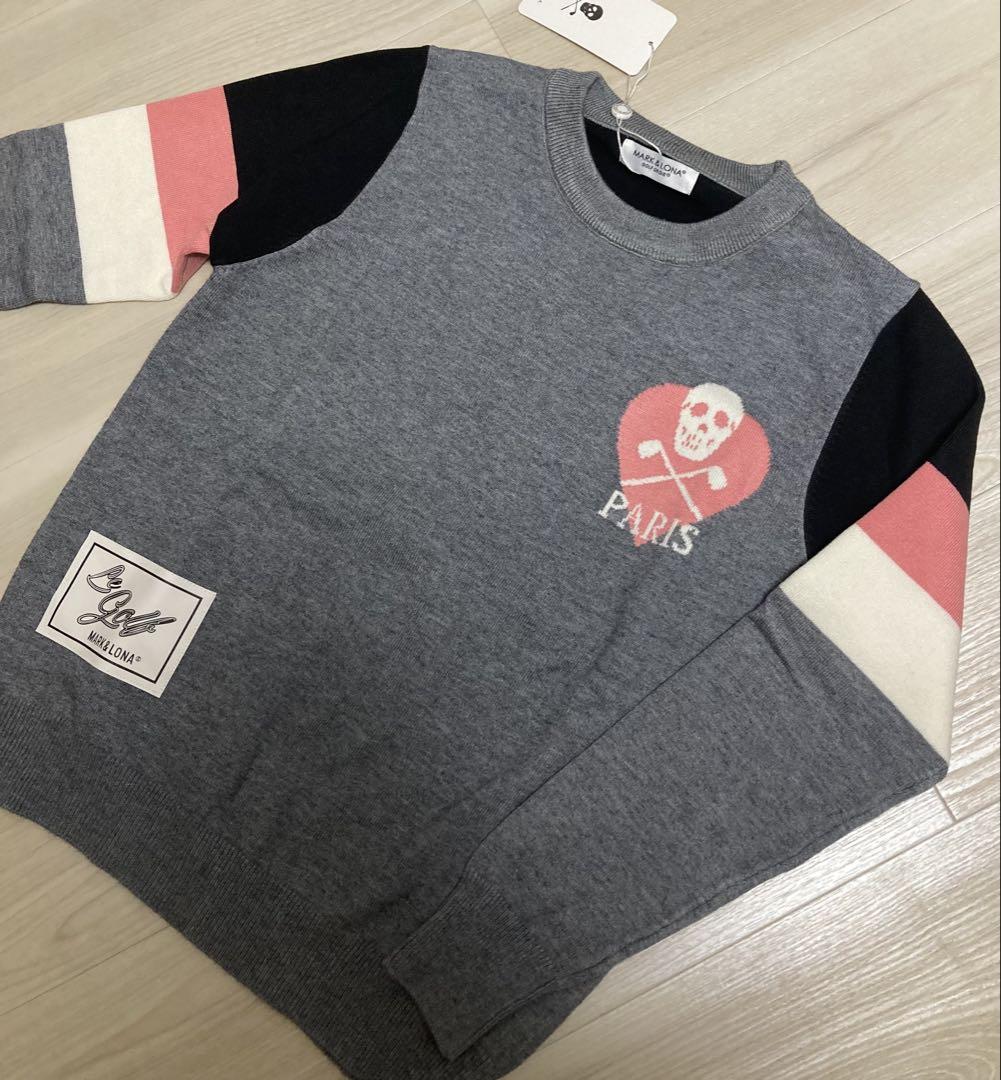 新品タグ付きmark&lona レディースニット38 新品マークアンドロナゴルフレディースニットセーターLサイズ
