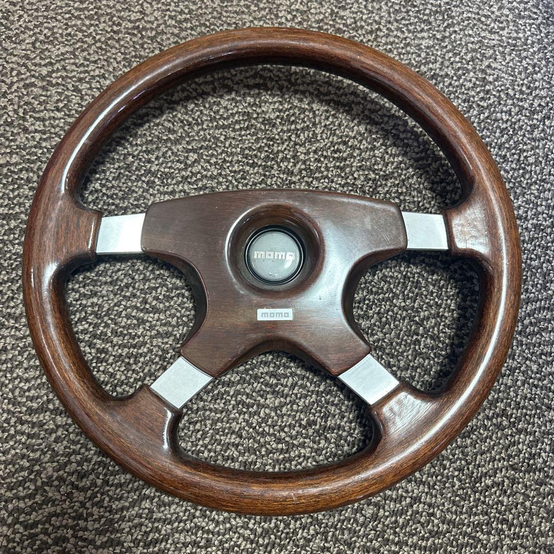 ミッドシップ 製 ウッド ステアリング 35Φ ホーンボタン付 美品 当時物 フェアレディZコンペ レプリカ[日産Z]ウッドステアリング