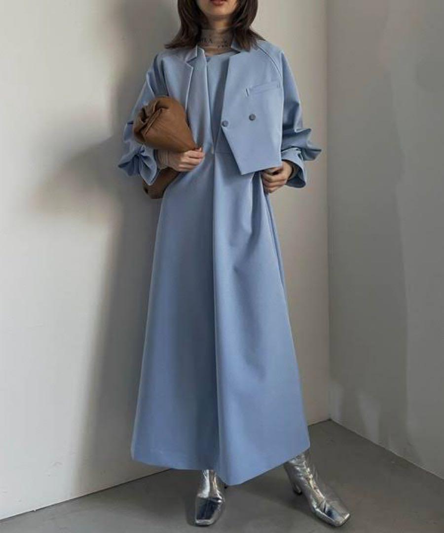 OTONA SHORT JACKET SET UP DRESS /オトナミューズ OTONA SHORT JACKET SET UP DRESS ブルー M（Short jacket dress