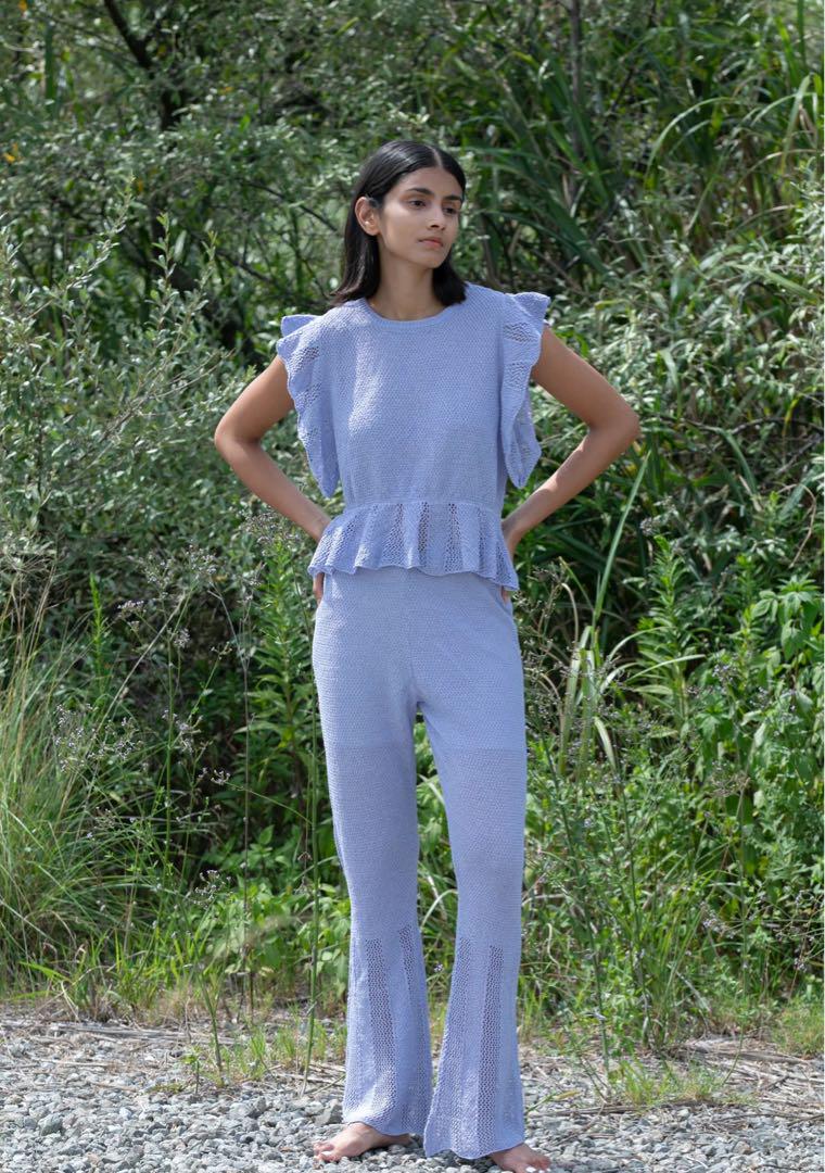 kiira Mesh knit set up（MESH KNIT TUBE-TOP 和紙糸混の
