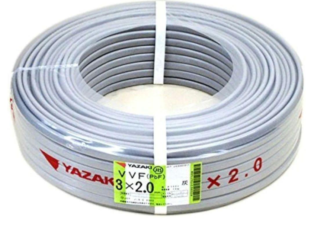 新品 矢崎電線VVF2.0-3c赤白黒 100m 矢崎エナジーシステム VVFケーブル 2.0mm×3芯 100m VVF3×2.0 赤