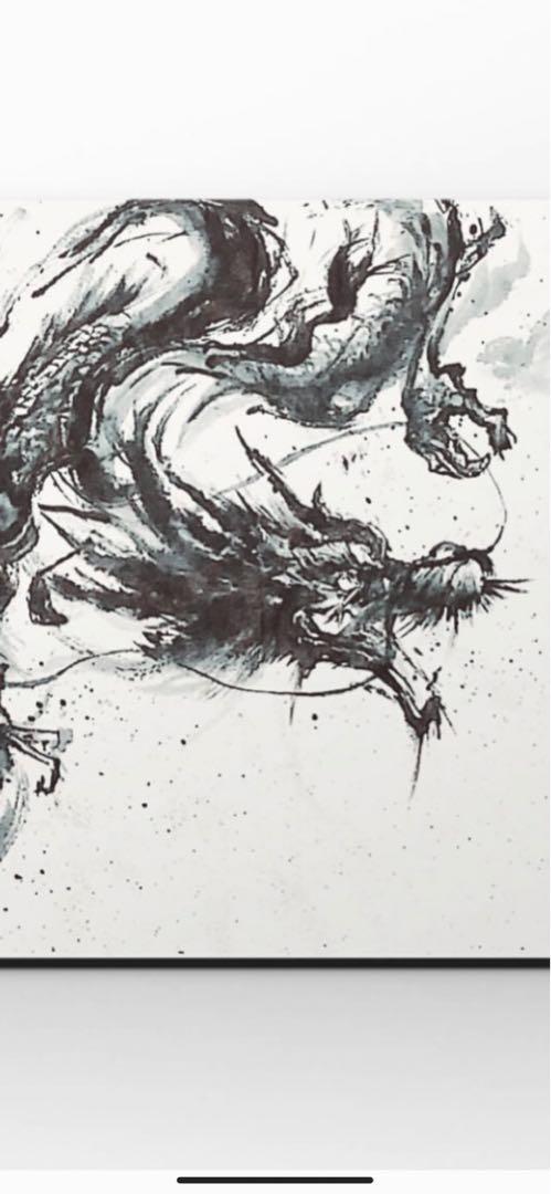 水墨画 ドラゴン 抽象画 水墨画 ドラゴン 抽象画 （水墨竜イラスト画像とPSDフリー素材