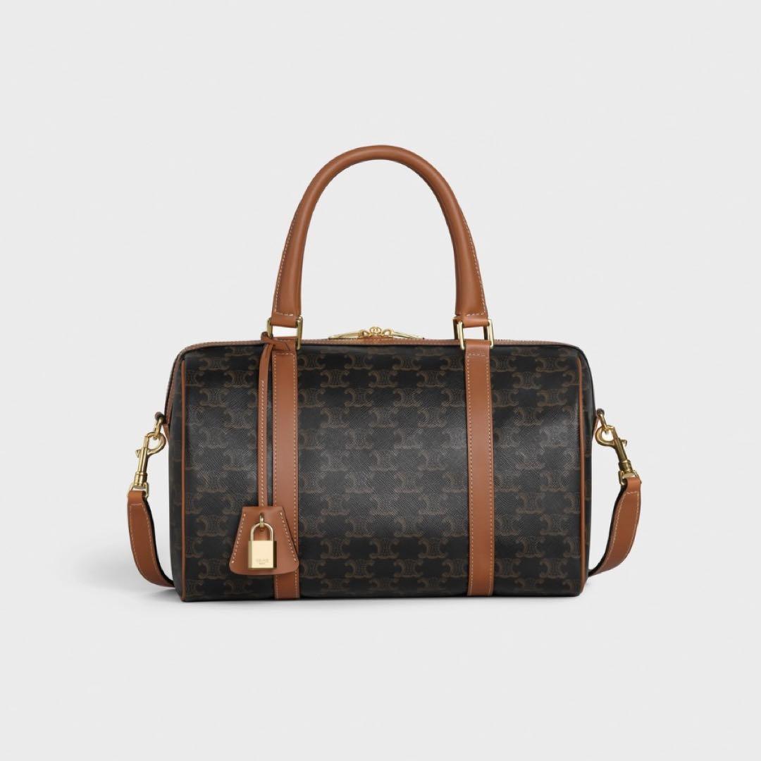 CELINE ☆トリオンフキャンバス ☆スモール ストリングバッグ スモール ボストン/トリオンフキャンバス＆カーフスキンタン