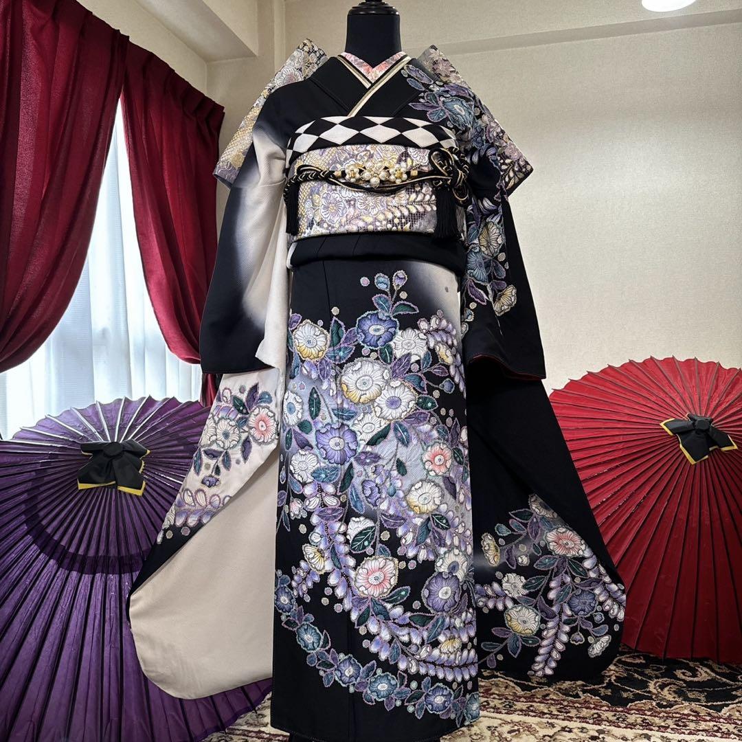 振袖フルセット‼️豪華絢爛辻ヶ花尽くし家宝ご令嬢振袖上質上品貴賓溢れてる 豪華絢爛振袖フルセット・暈し染め・辻が花・吉祥熨斗鴛鴦花文