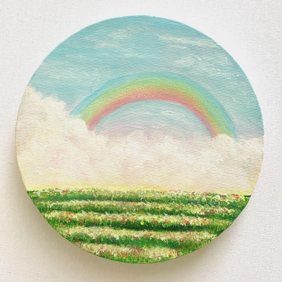 絵画 アクリル画 虹 インテリア （抽象画 絵画 花 虹 ハッピー