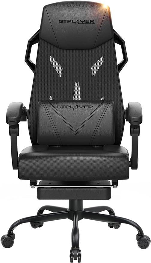 【人気商品】オットマン付き　仕事用ゲーミングチェア　ハイバック　ブラック 人気商品】オットマン付き 仕事用ゲーミングチェア ハイバック