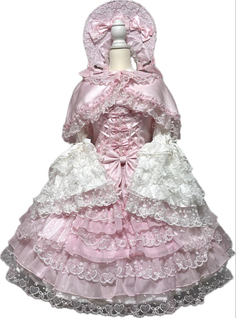 【シュガーガール】フリルドレスセットアップ ピンク 甘ロリ シュガーガール】シュガーケーキロリィタドレスフルセット