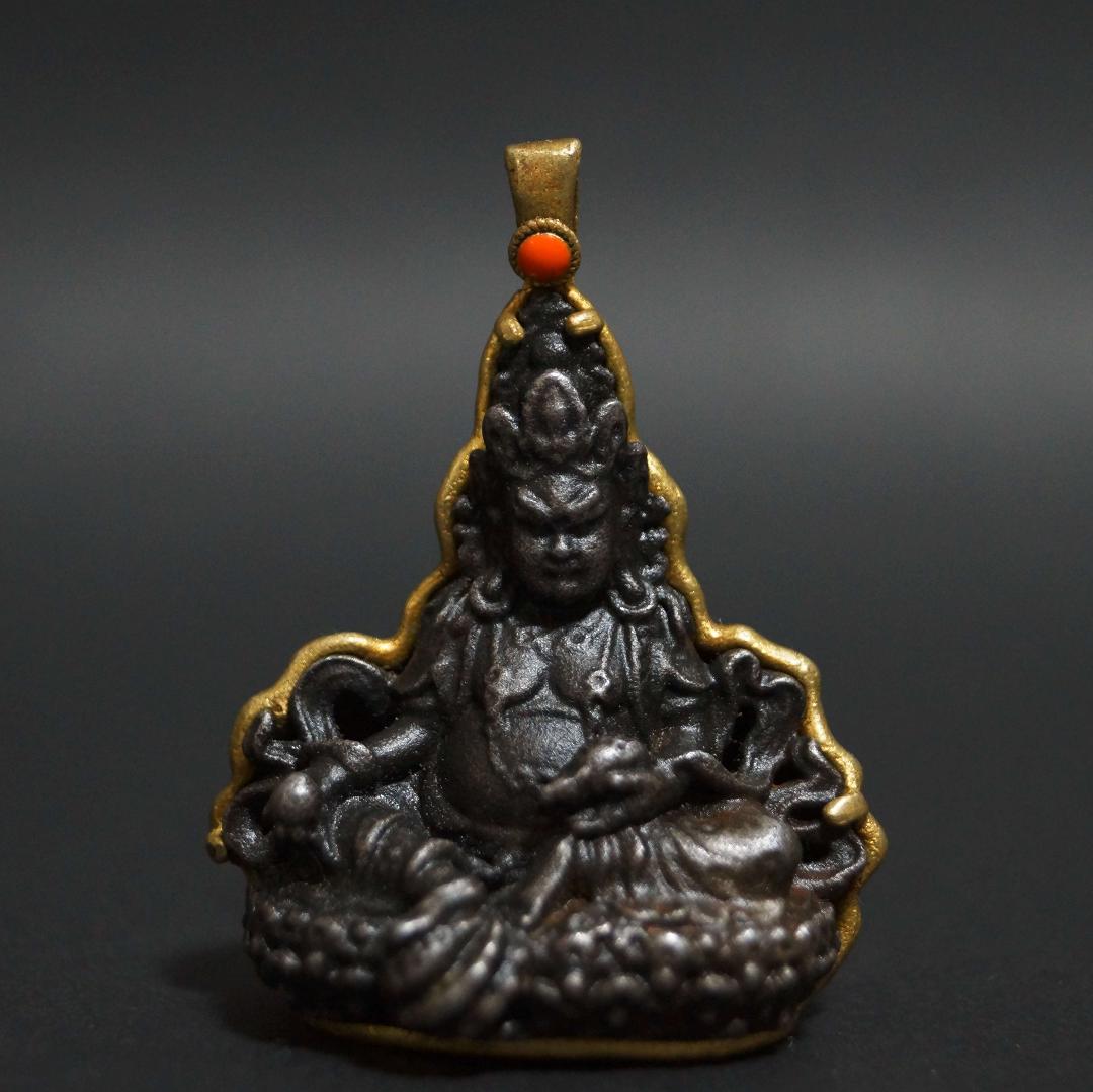 チベットトクチャ(Thogchags)銅象嵌細工彫り天鉄密教宝蔵神