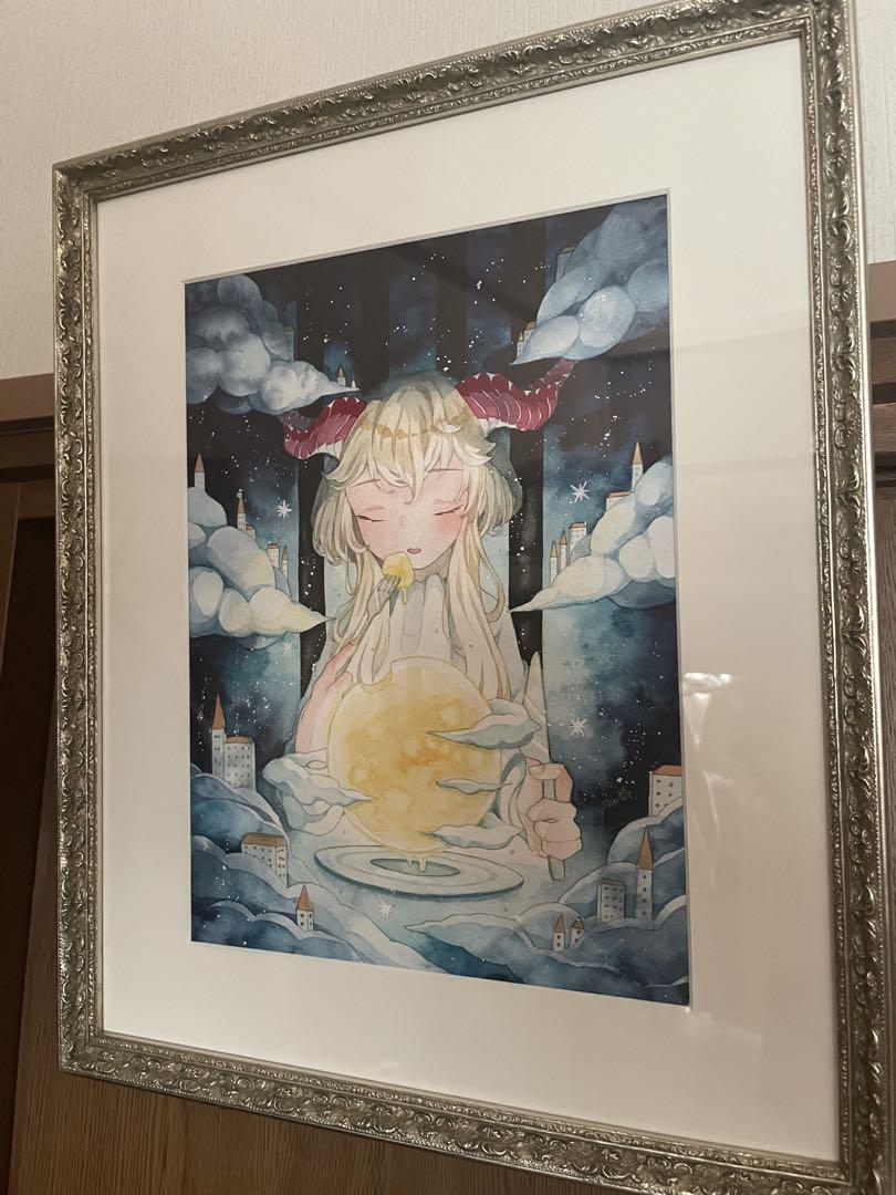 ぱた様作 水彩画 「月の味の向こう側」 ぱた様作 水彩画 「月の味の向こう側」 （ほぼ皆既の部分月食で