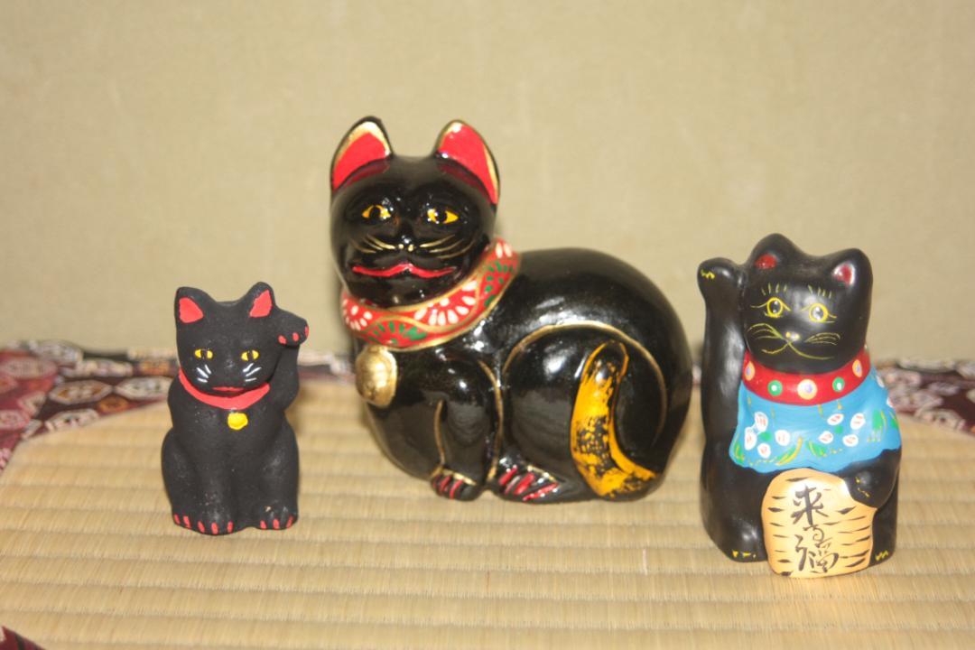 招き猫　土人形　郷土玩具　三毛猫 土人形］ 門司ヶ関人形／港の招き猫（三毛） - 旅猫雑貨店