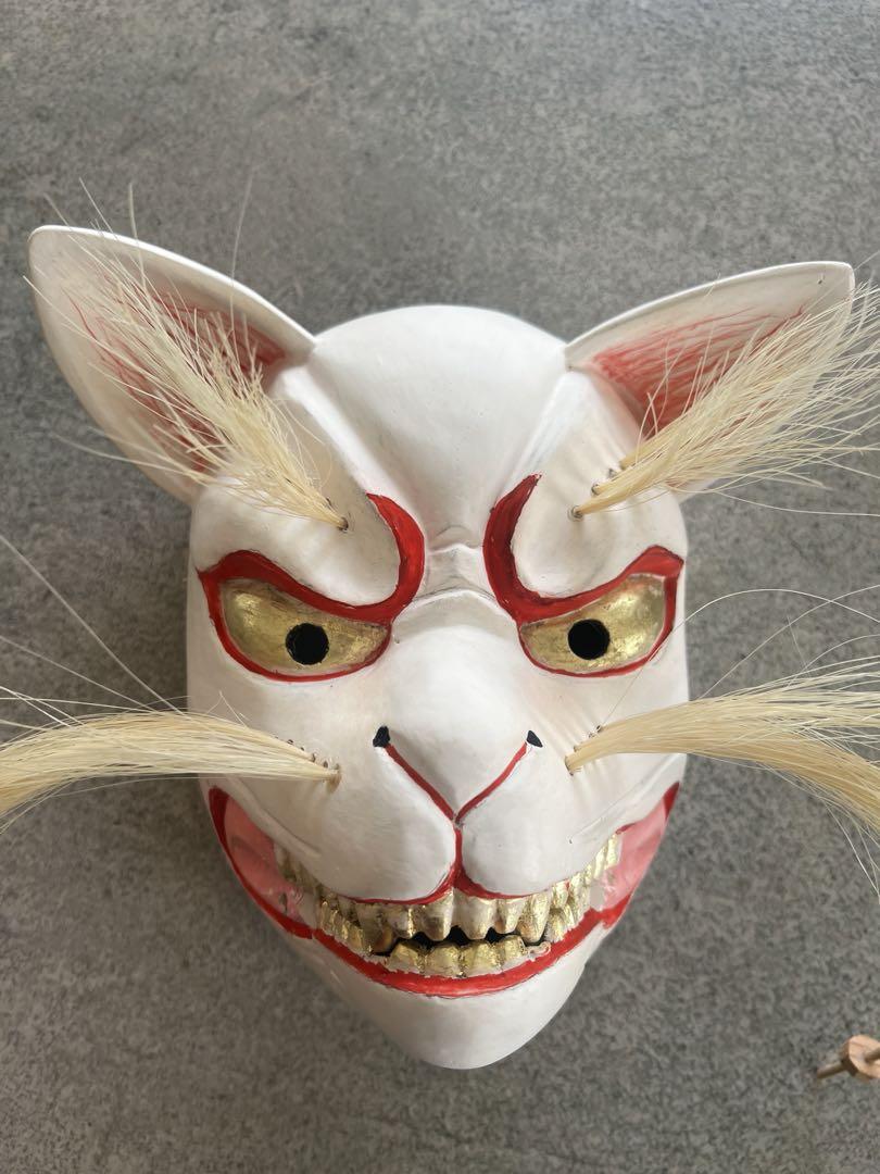 木彫り 狐面 一笑仏風木彫りの狐面【木彫り】【受注製作】 - 一笑仏工房