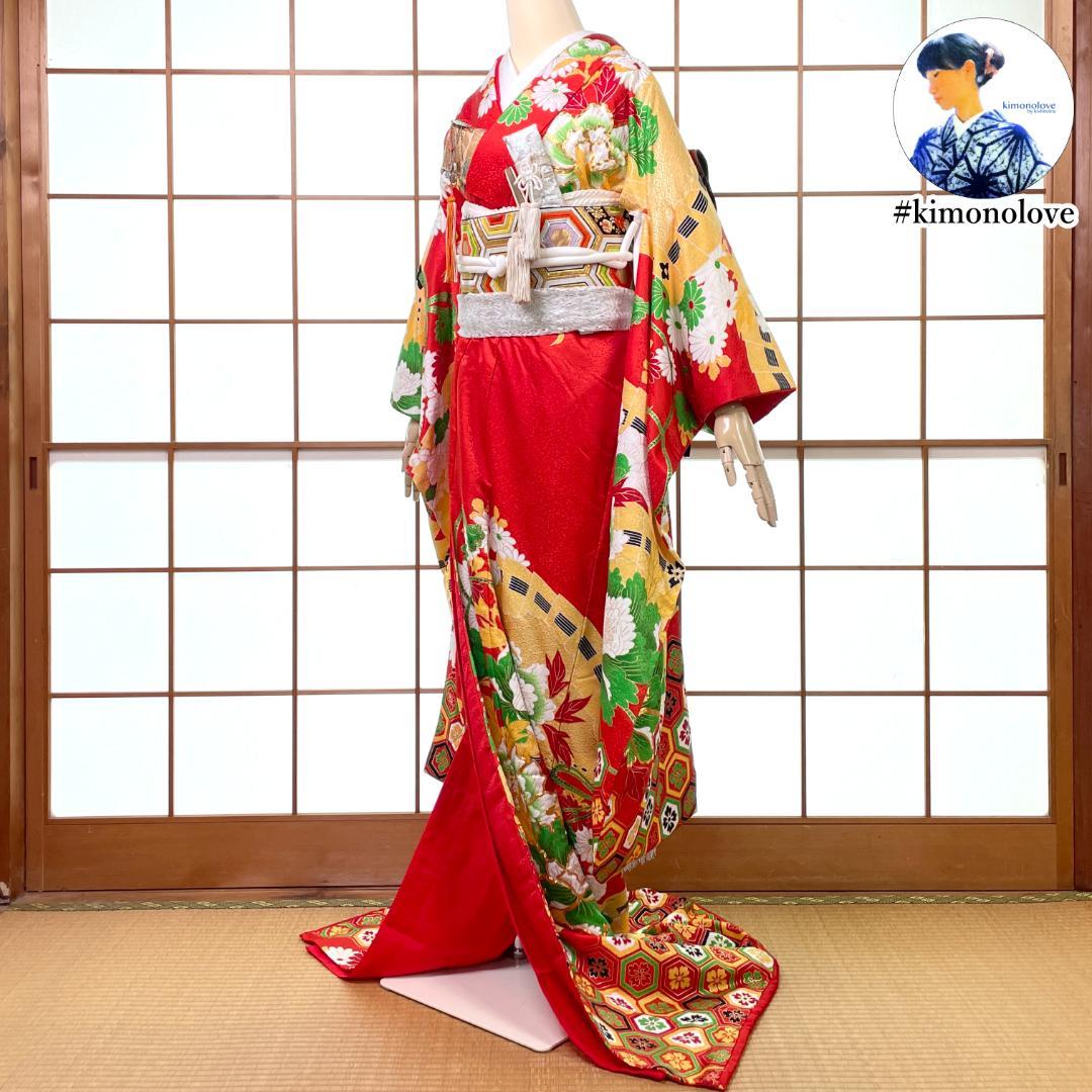 ◆mk-1045　引き振袖　お引きずり　衣装　婚礼　花嫁　金駒刺繍　k-6-2 ◇mk-1045 引き振袖 お引きずり 衣装 婚礼 花嫁 金駒刺繍 k-6-2