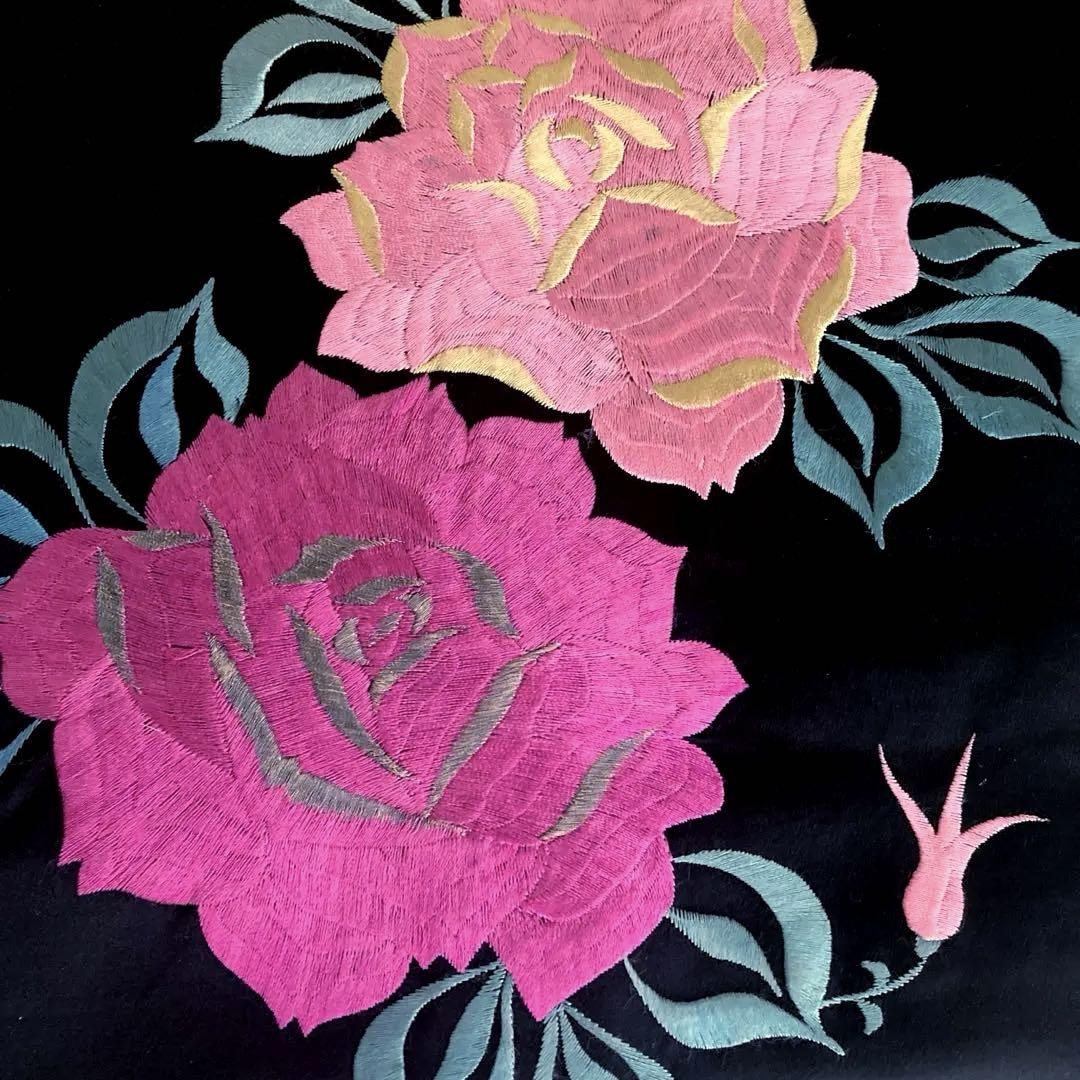 カタログギフトも！ アンティーク名古屋帯 薔薇の刺繍 No.88-24 正絹 大正ロマン 着物・浴衣