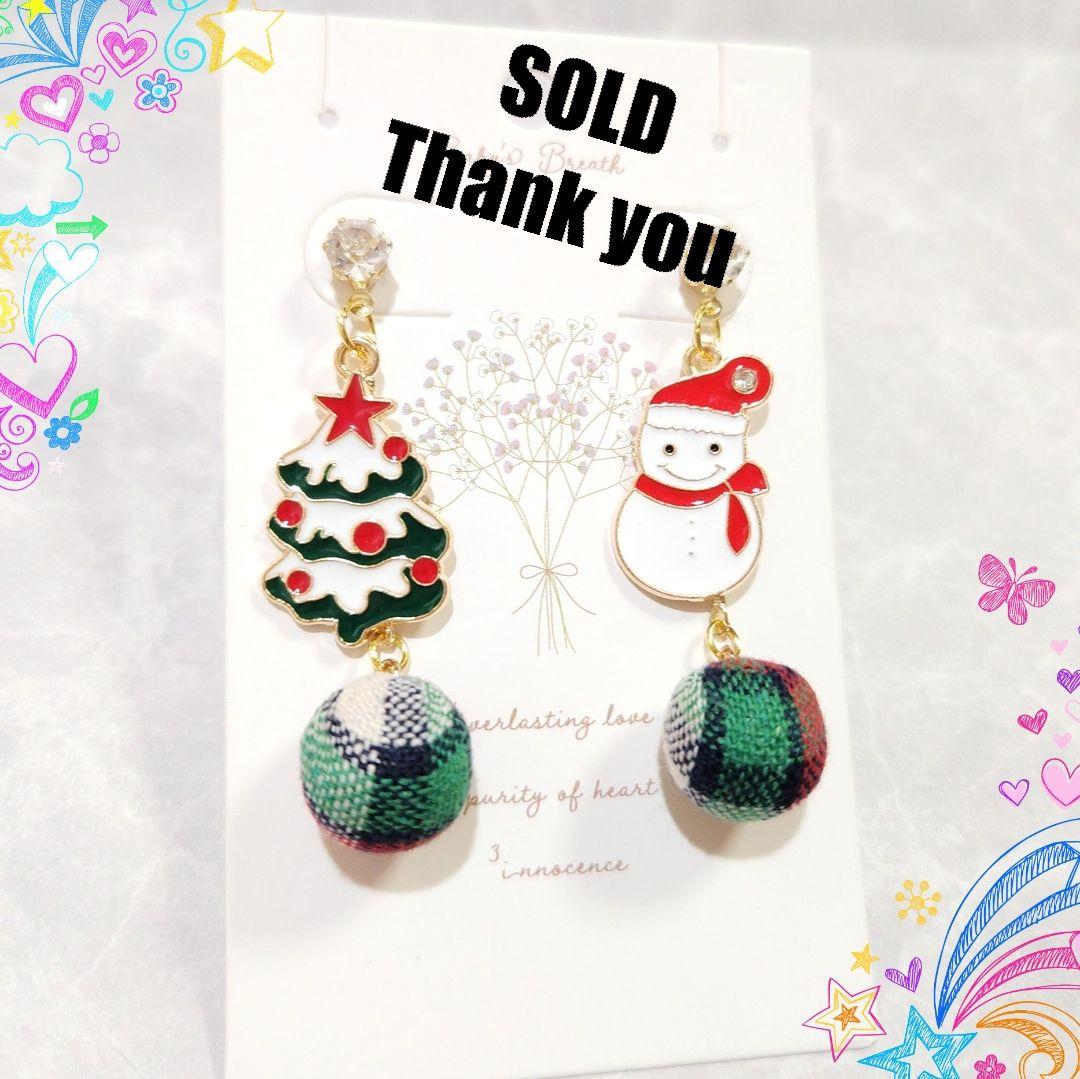 秋冬 クリスマス★ツリー 雪だるま♡クリスタルガラス ラインストーン付きピアス 秋冬 クリスマス☆ツリー 雪だるま♡クリスタルガラス ライン