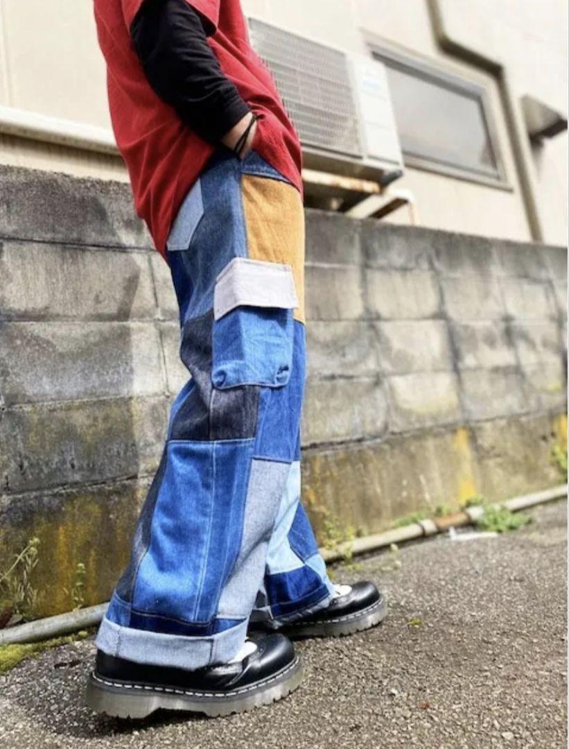 BCRV デニム パンツ 古着 再構築 リメイク ドッキング パッチワーク 再構築 Remake patchwork denim pants | 古着屋 grin days