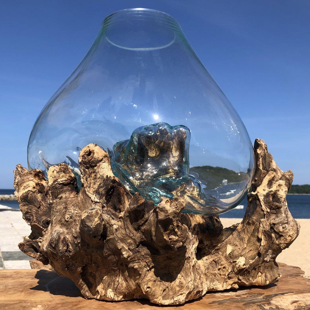 流木ガラス オブジェ超超特大A 花瓶 金魚鉢 水槽 アクアリウム