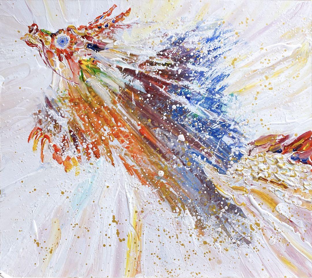 ふぅ神様「絵画」原画 鳳凰様 龍神様 富士山 原画 A4 突っつき