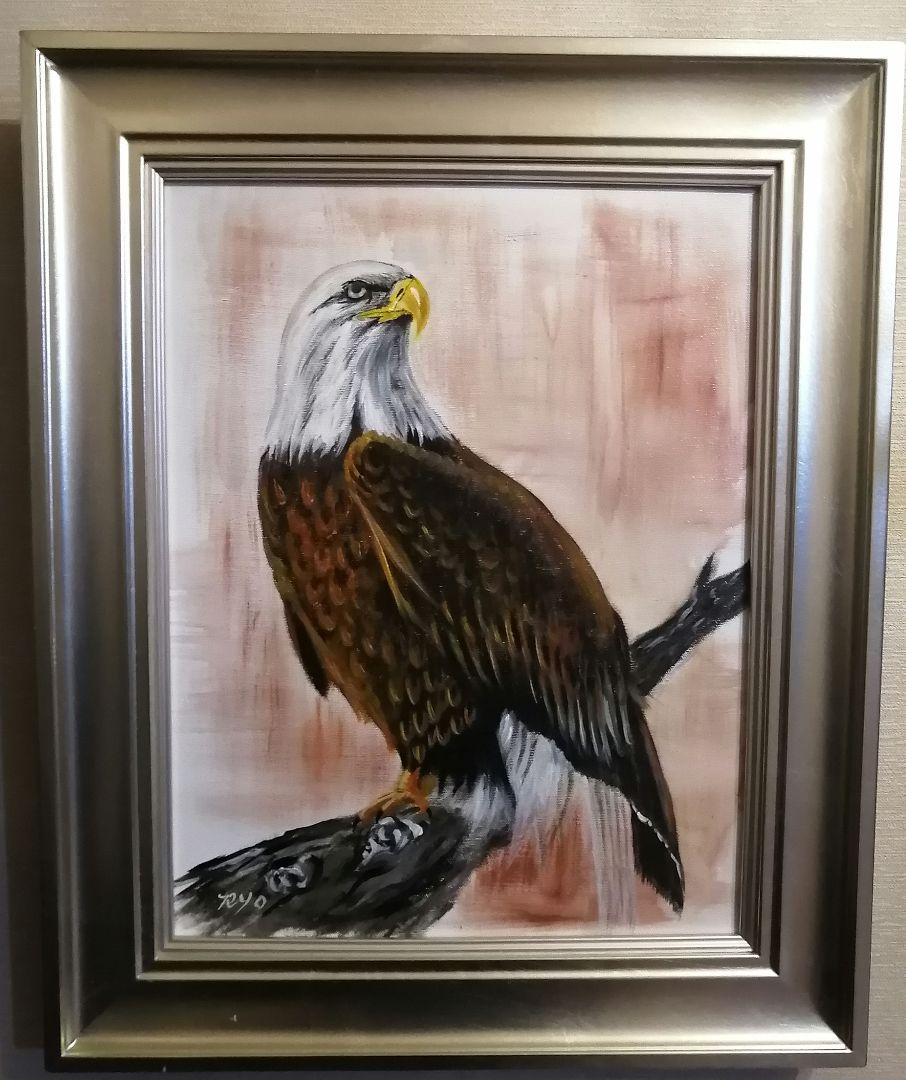 絵画　アクリル絵　額縁　キャンバス　鷲 絵画 アクリル絵 額縁 キャンバス 鷲 （額装済み切り絵作品