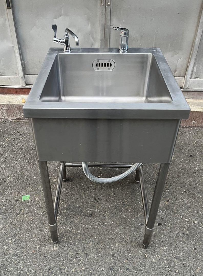 ひ 5点セット 2槽シンク2口蛇口付き 幅1150×奥600×高さ830 業務用 1槽シンク 混合水栓 二口蛇口付き 幅600×奥700×高さ900