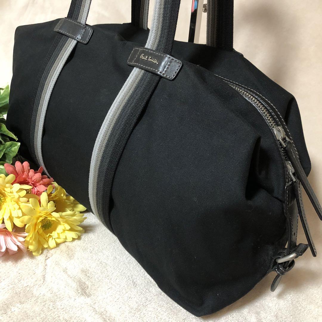 ★hama★美品　ポールスミス　ボストンバッグ　ストライプ　ブラック ☆hama様専用☆美品 ポールスミス ボストンバッグ ストライプ