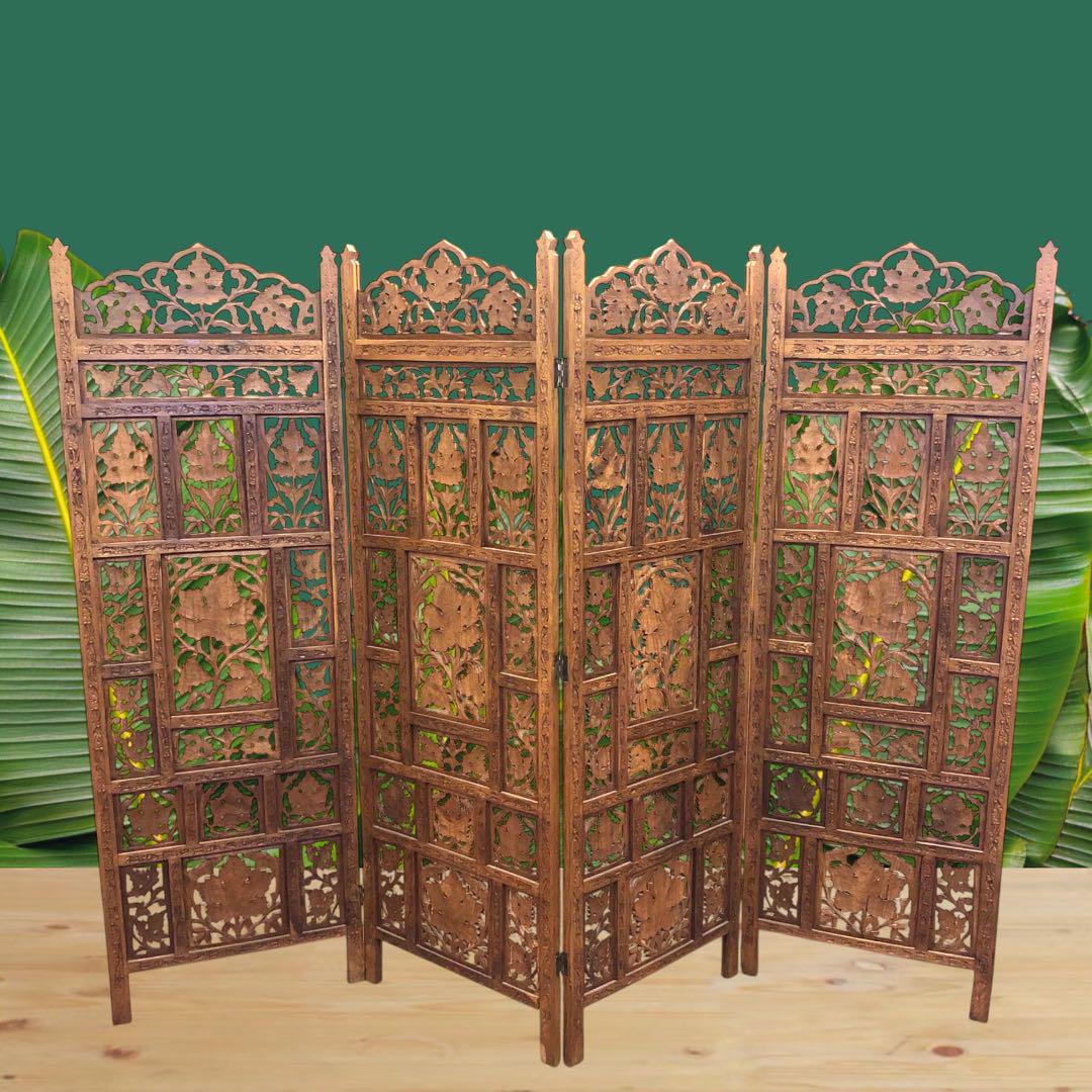 アジアン家具 彫り パーテーション 木製 衝立 vintage