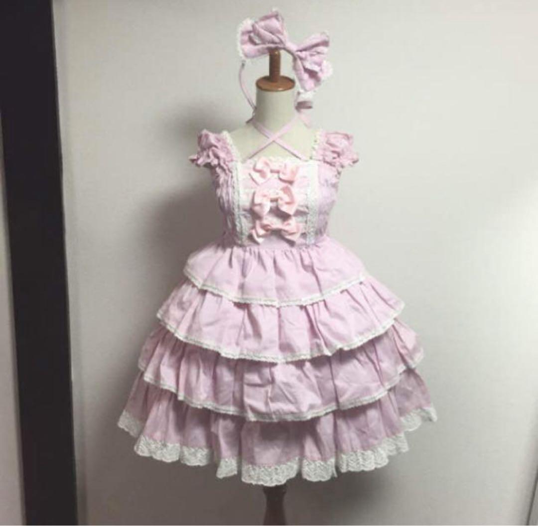 【BABY】リボンミルキーシュガージャンパースカート ピンク リボンミルキーシュガージャンパースカート – BABY, THE STARS