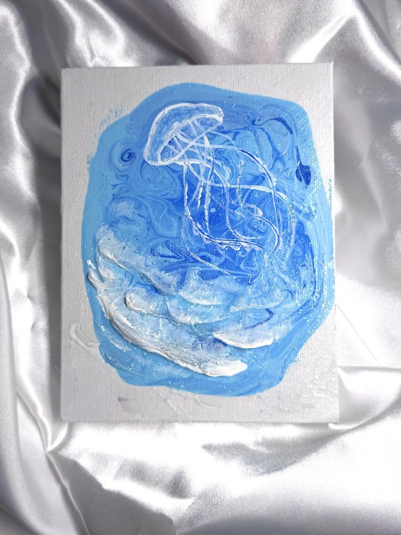 くらげ」 アクリル画（アクリル画 抽象画 キャンバス 原画 クラゲ）