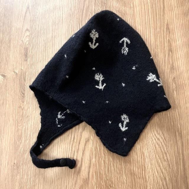 ツモリチサト ニット帽 キャップ 刺繍入り 黒 90年代 イッセイ