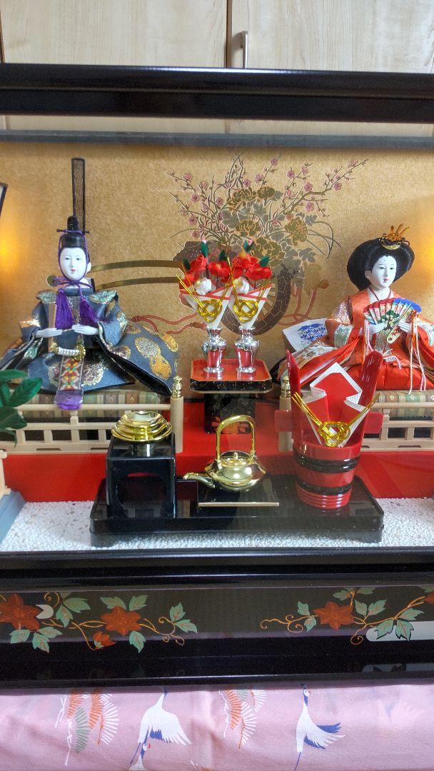 ひな人形 ガラスケース入り オルゴール付き（木目込み 雛人形 5