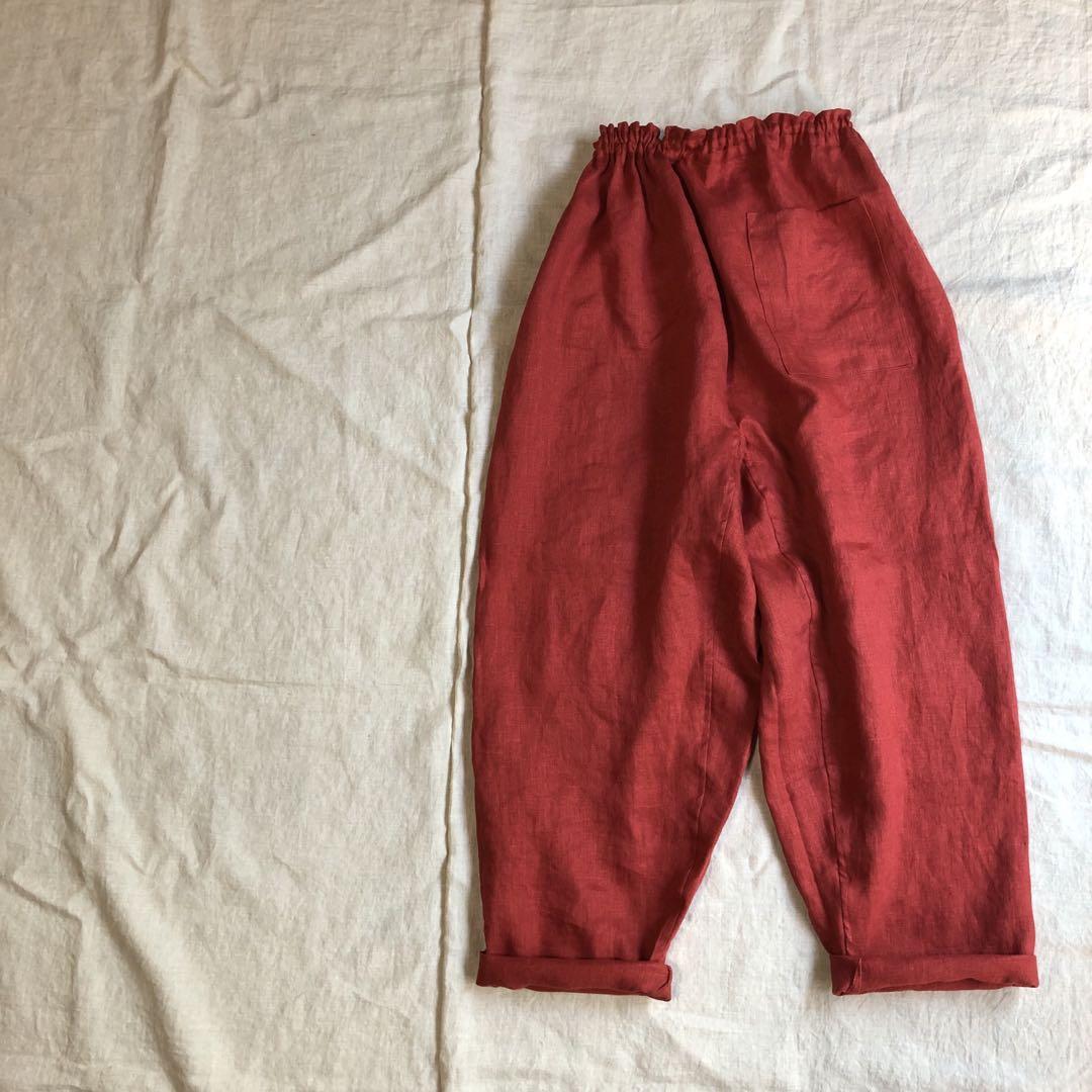 リネンのゆったりもんぺ　レッド リネンのゆったりもんぺ レッド
