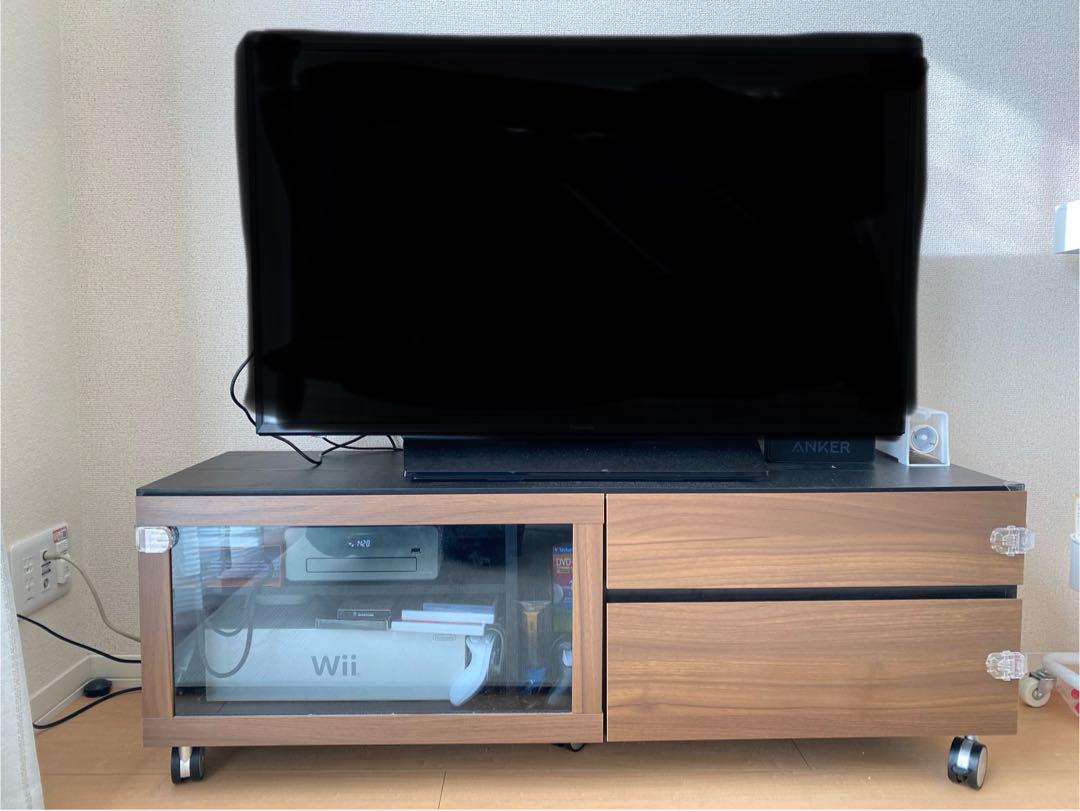 テレビ台(ローボードギャラリー120 MBR＆BK) ガラス扉付き テレビ台(ローボードギャラリー120 MBR＆BK) ガラス扉付き