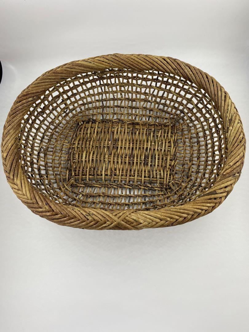【未使用品】中川原信一さん作 あけびかご 花籠 中川原信一作 あけび手つき丸かご こだし編み あけび籠 かご