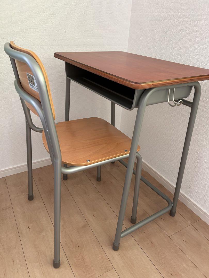 学校の机と椅子セット （レトロ 学校の机 椅子 セット LION