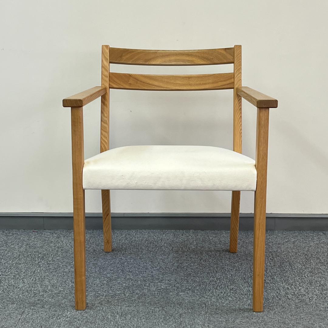 無印良品 希少 廃盤タモ材 ダイニング ラウンジ 肘付アーム