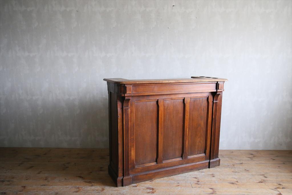 フランスアンティーク古木ショップカウンター/木製レジ台/机テーブル(71-53) フランスアンティーク木製ショップカウンター/レジテーブル/机