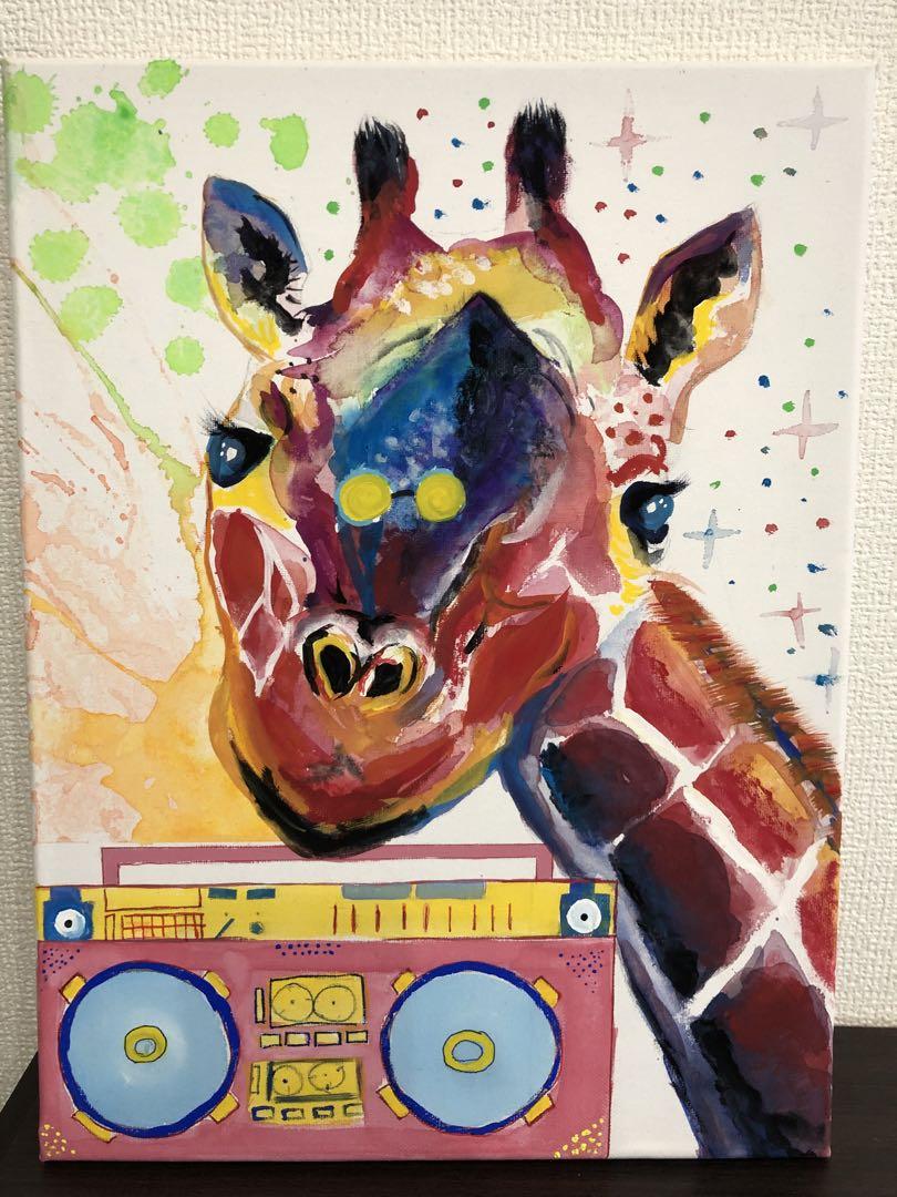 カラフルなキリンの手描き絵画 Amazon.co.jp: XBUMHOAL カラフルなキリン キャンバス ウォール