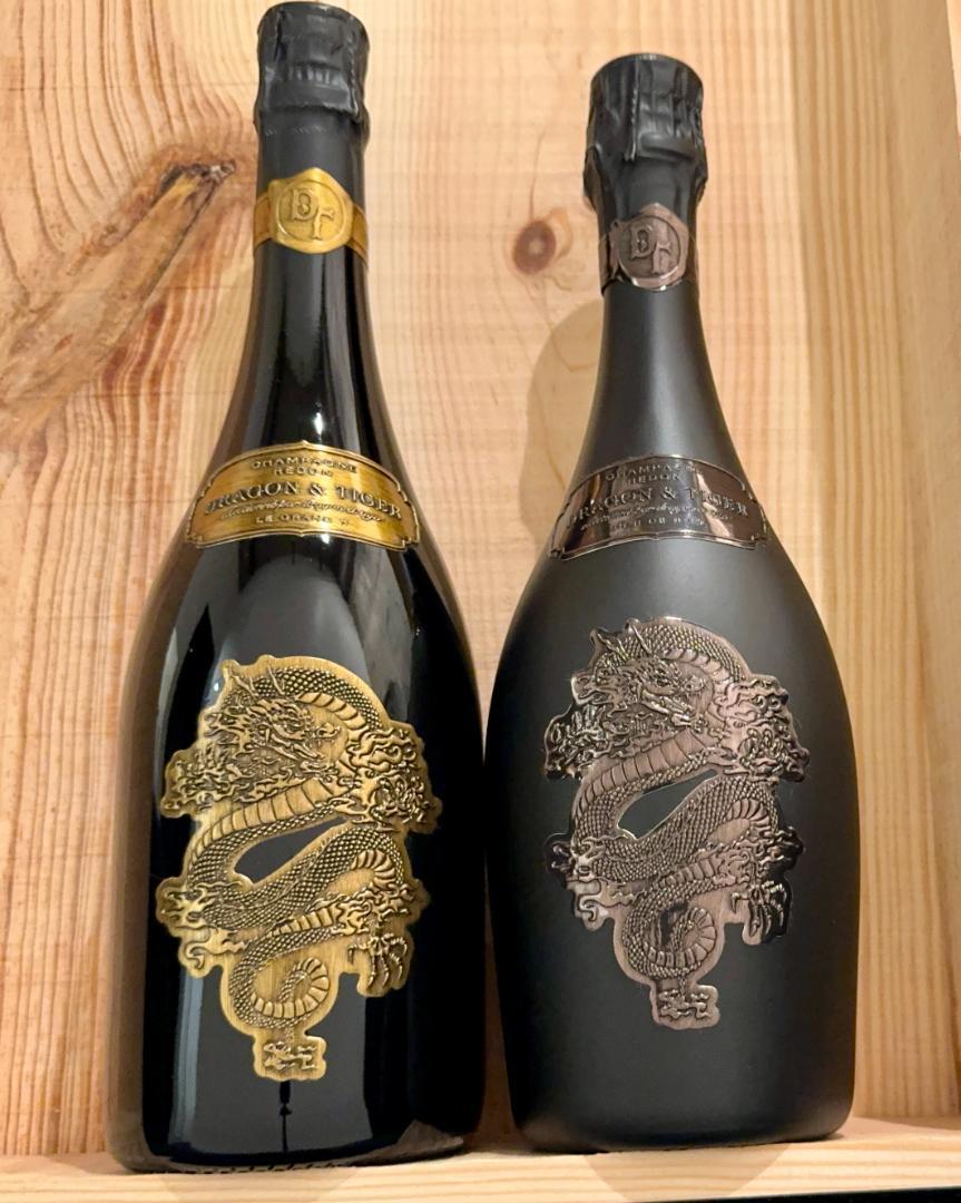 ドラゴン＆タイガー シャンパン ブラック&ブランドブラン 2本セット 希少 美品 ドラゴン＆タイガー シャンパン ブラック&ブランドブラン 2本