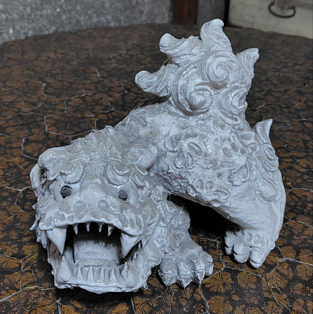 獅子 シーサー 狛犬 香炉 置物 陶器 骨董 魔除け 唐獅子 アンティーク 大きめ】獅子 狛犬 シーサー 置物 陶器 骨董品(QY3-144【現状品