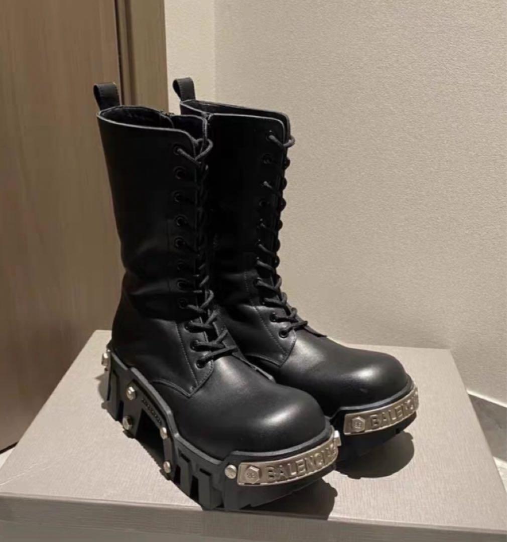 6万取引突破★UPS速達便利用【BALENCIAGA】804337_ヘッドバンド Men's Bulldozer Lace-up Boot in Black | Balenciaga US