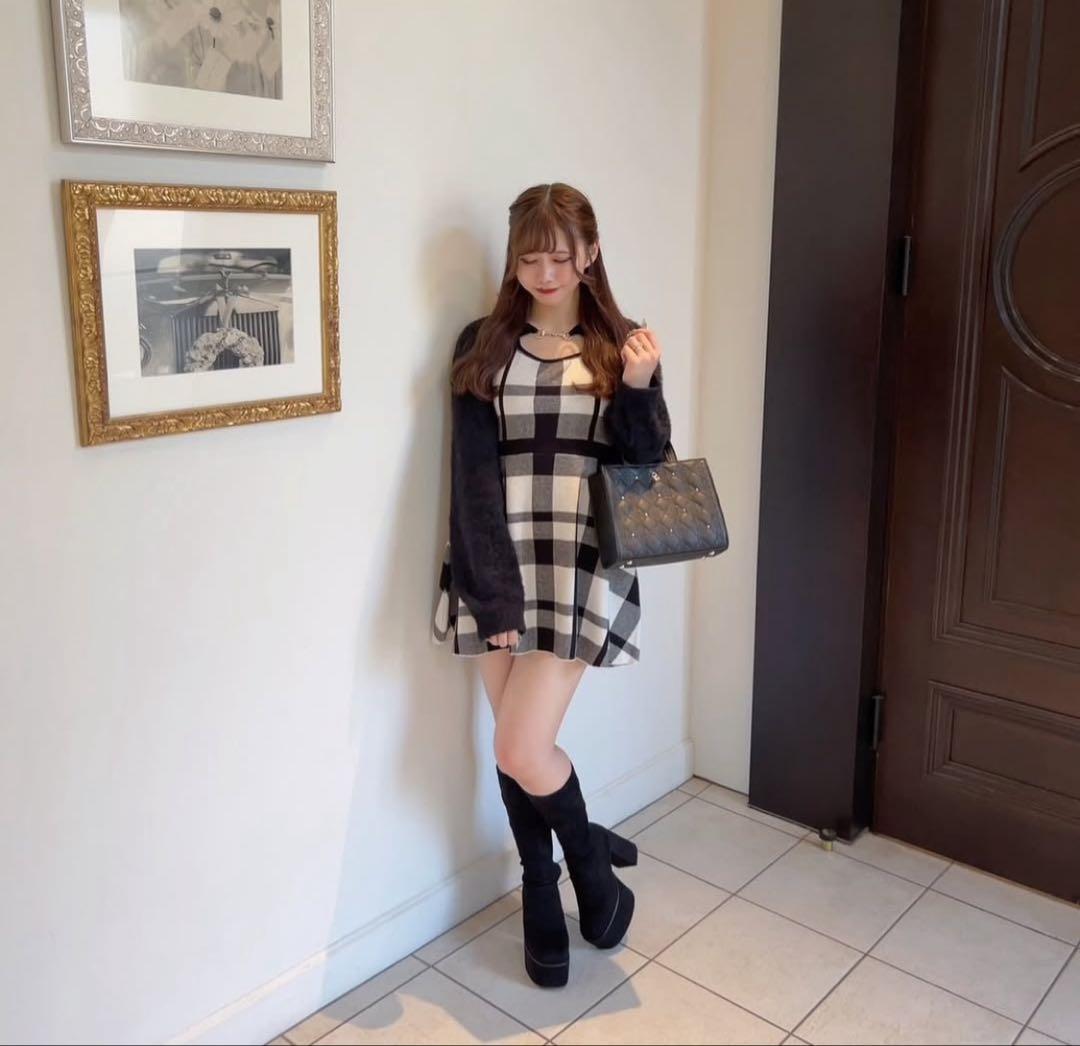 evelyn チェック ワンピース（最も優遇 リボンチェックタイトOP
