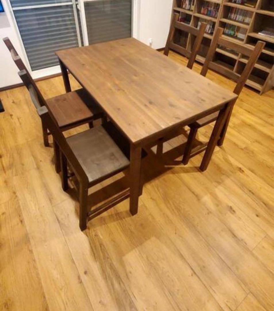 IKEA木製ダイニングテーブル＆チェア2脚セット ダイニングテーブル(椅子とセット)の通販 - IKEA